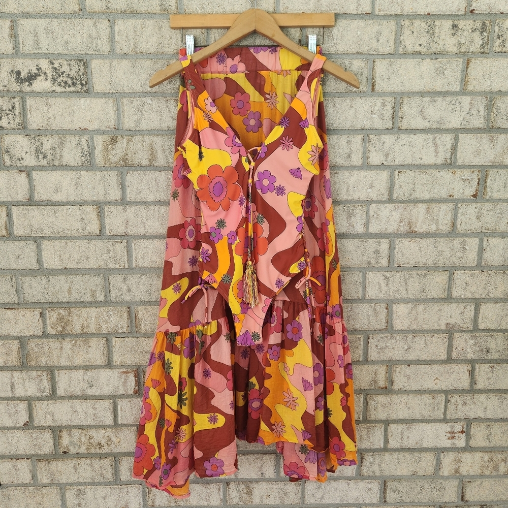 Goldenpoint 70s Floral One Piece Swimsuit with Cover-Up Skirt